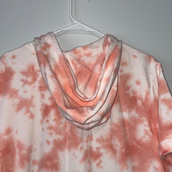 Livi Tie-Dye Hood Jumpsuit Zip Front Short Sleeve Pink/Peach & White Size 30/32 - Picture 6 of 7